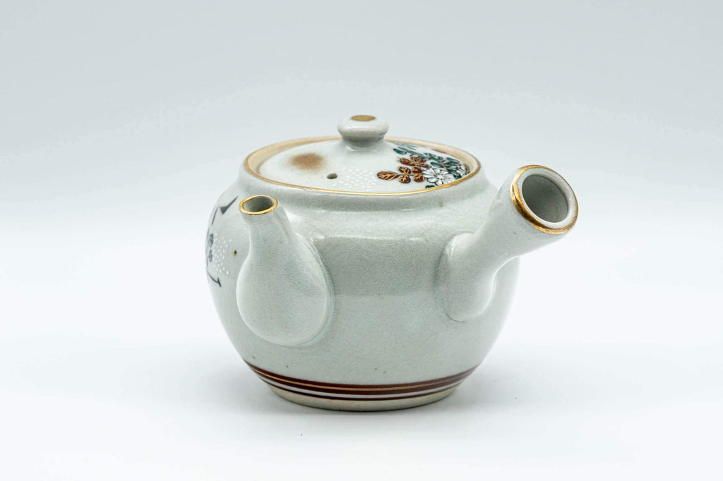 Japanese Kyusu - Floral Gold Kutani-yaki Porcelain Debeso Teapot - 230ml