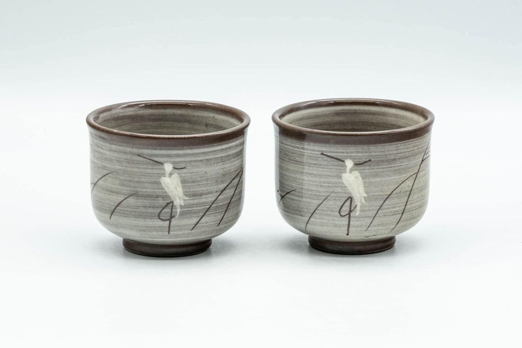 Japanese Teacups - Pair of Egret Utsutsugawa-yaki Guinomi - 50ml