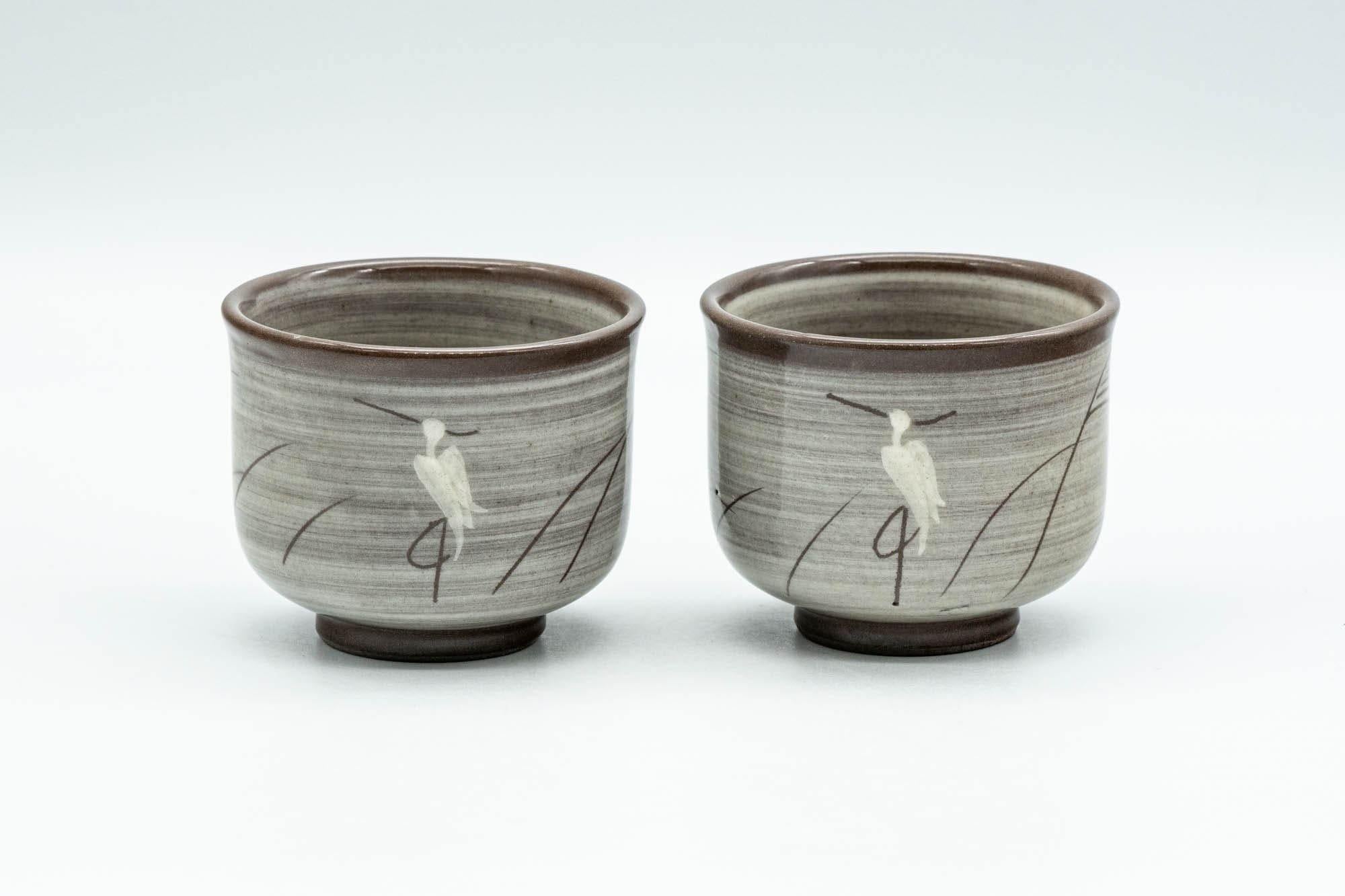 Japanese Teacups - Pair of Egret Utsutsugawa-yaki Guinomi - 50ml