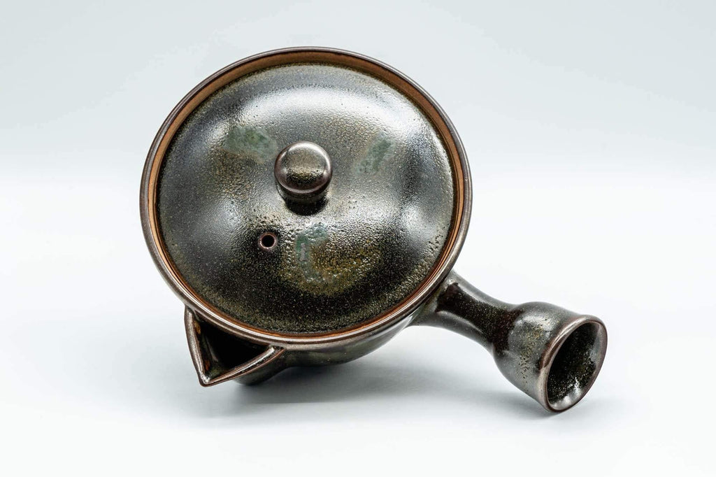 Japanese Kyusu - Black Green Glazed Houhin-style Do-ake Teapot - 200ml