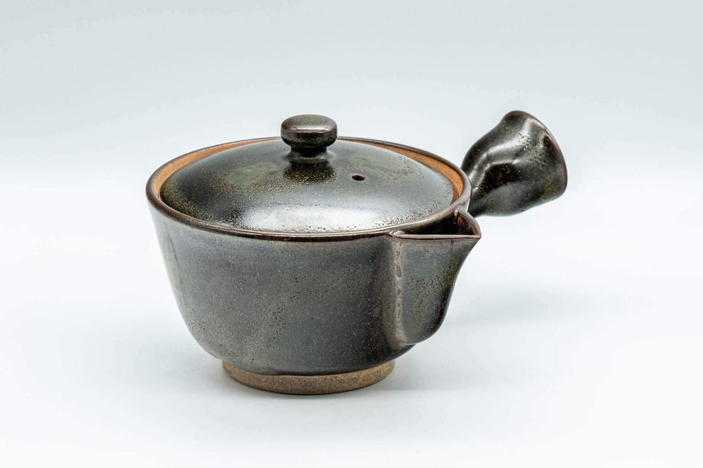 Japanese Kyusu - Black Green Glazed Houhin-style Do-ake Teapot - 200ml