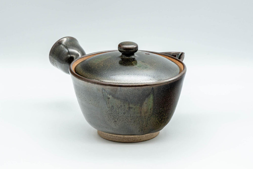 Japanese Kyusu - Black Green Glazed Houhin-style Do-ake Teapot - 200ml