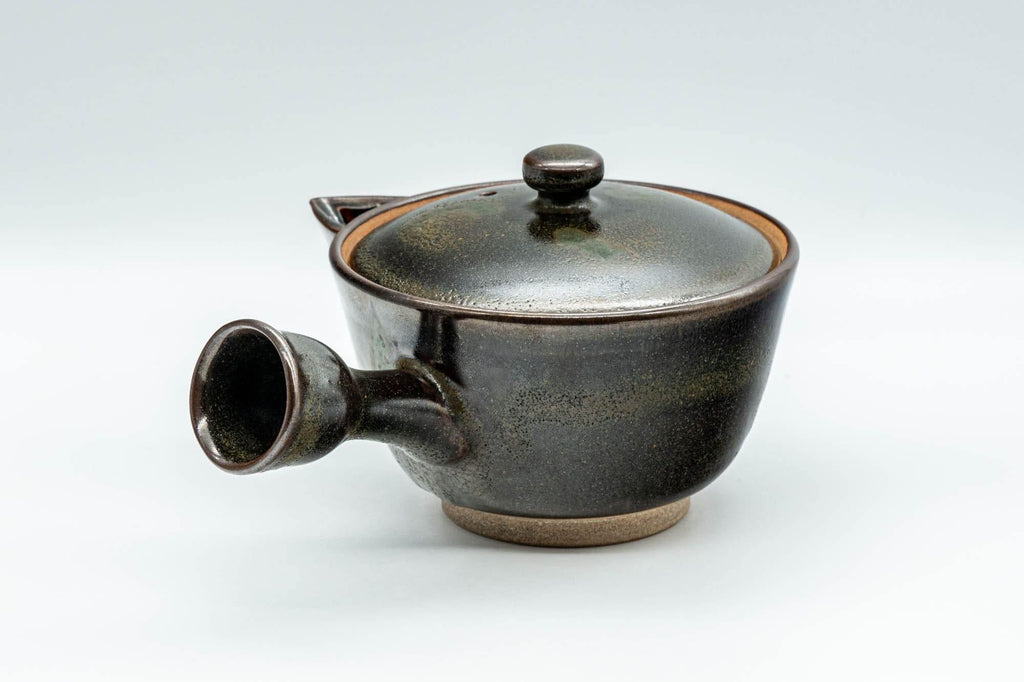Japanese Kyusu - Black Green Glazed Houhin-style Do-ake Teapot - 200ml