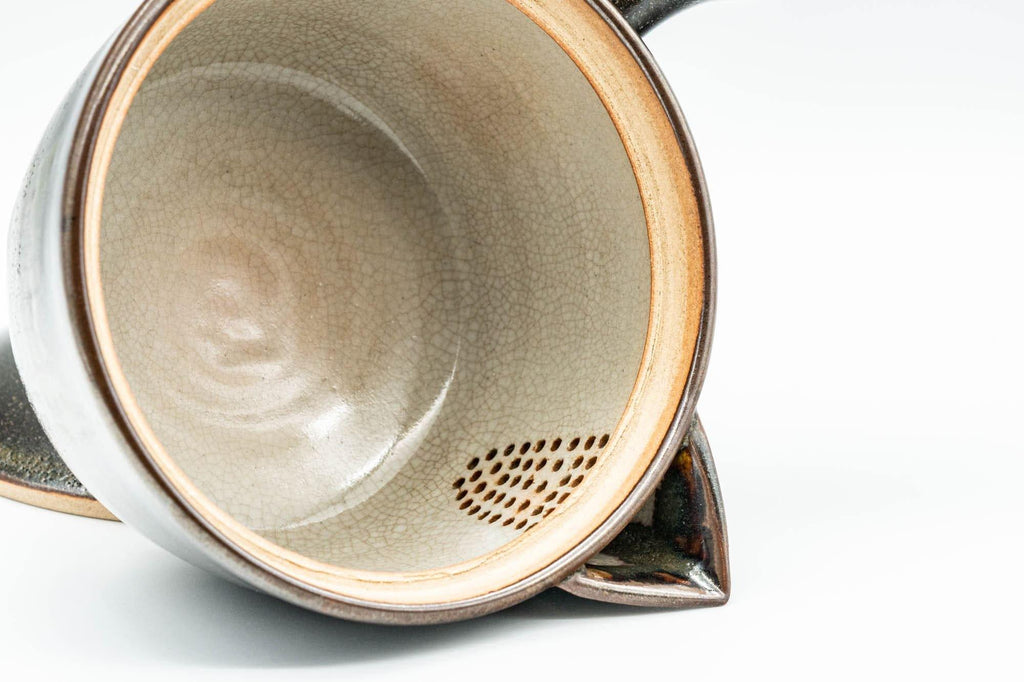 Japanese Kyusu - Black Green Glazed Houhin-style Do-ake Teapot - 200ml
