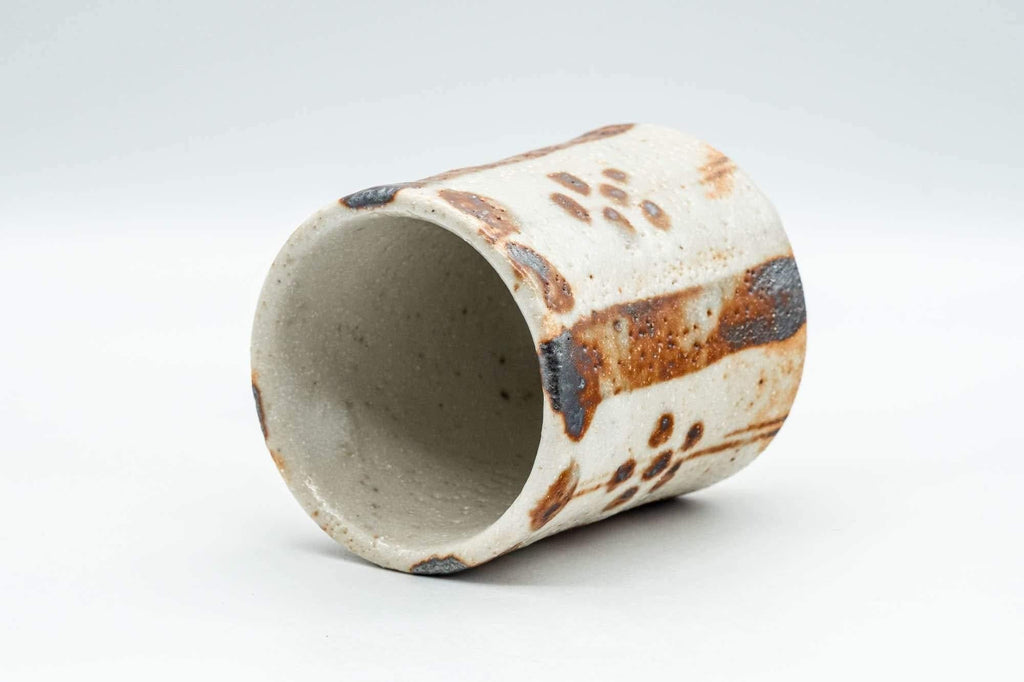 Japanese Teacup - Floral Shino Glazed Tsutsu-gata Yunomi - 160ml