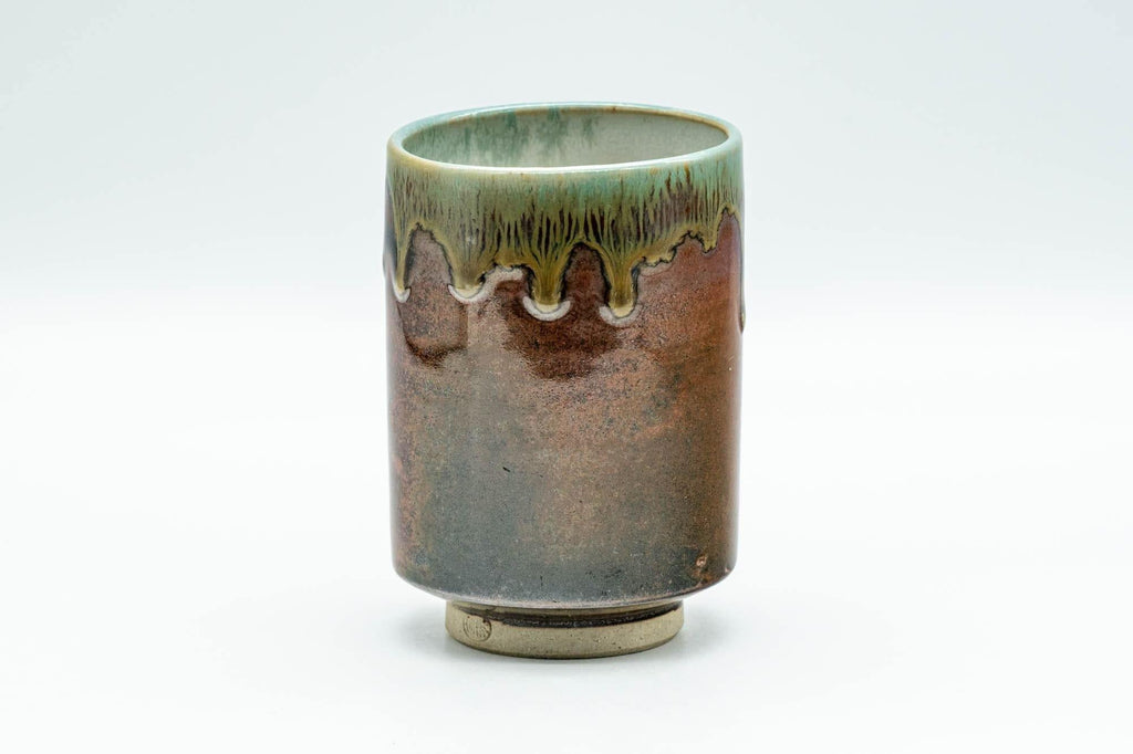 Japanese Teacup - Blue-Green Drip-Glazed Tsutsu-gata Yunomi - 150ml
