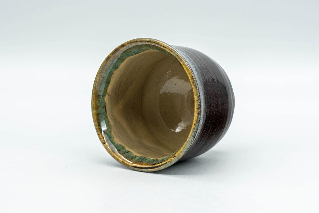 Japanese Teacup - Brown, Beige, and Blue Drip-Glazed Yunomi - 90ml