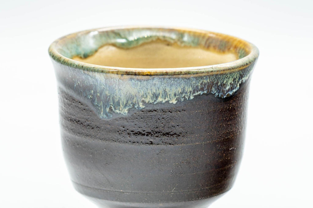 Japanese Teacup - Brown, Beige, and Blue Drip-Glazed Yunomi - 90ml