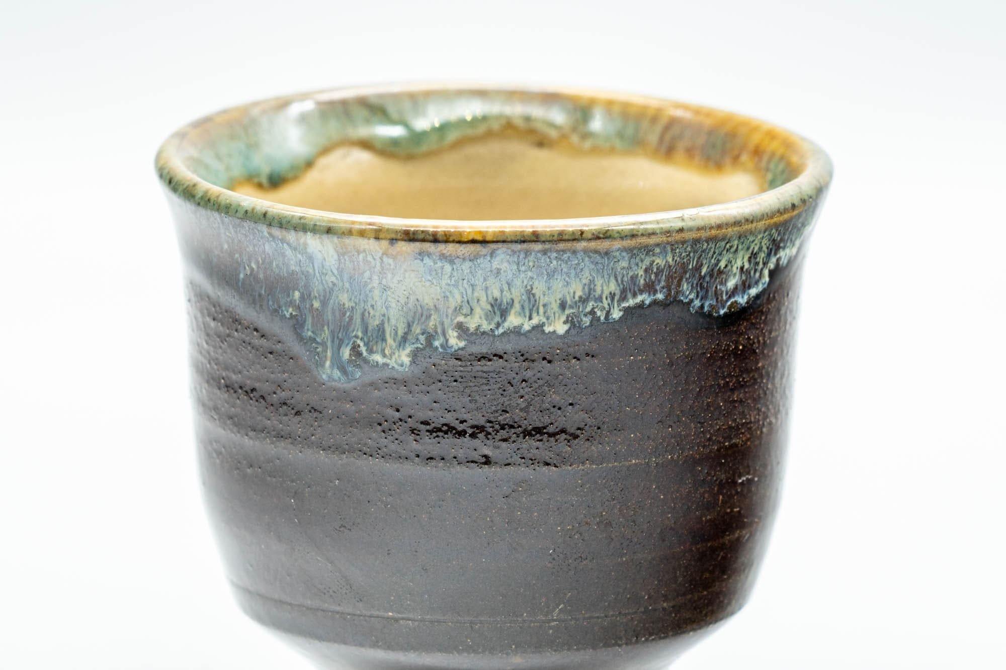 Japanese Teacup - Brown, Beige, and Blue Drip-Glazed Yunomi - 90ml