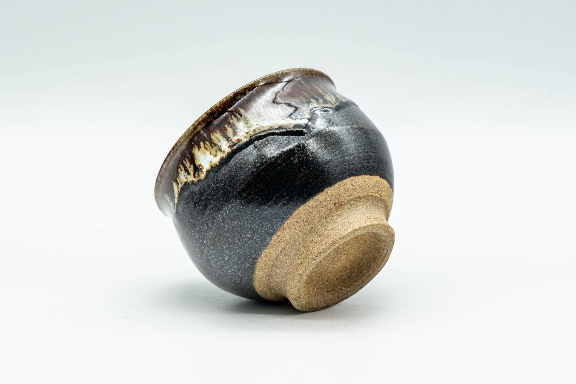 Japanese Teacup - Black and Brown Drip-Glazed Yunomi - 70ml