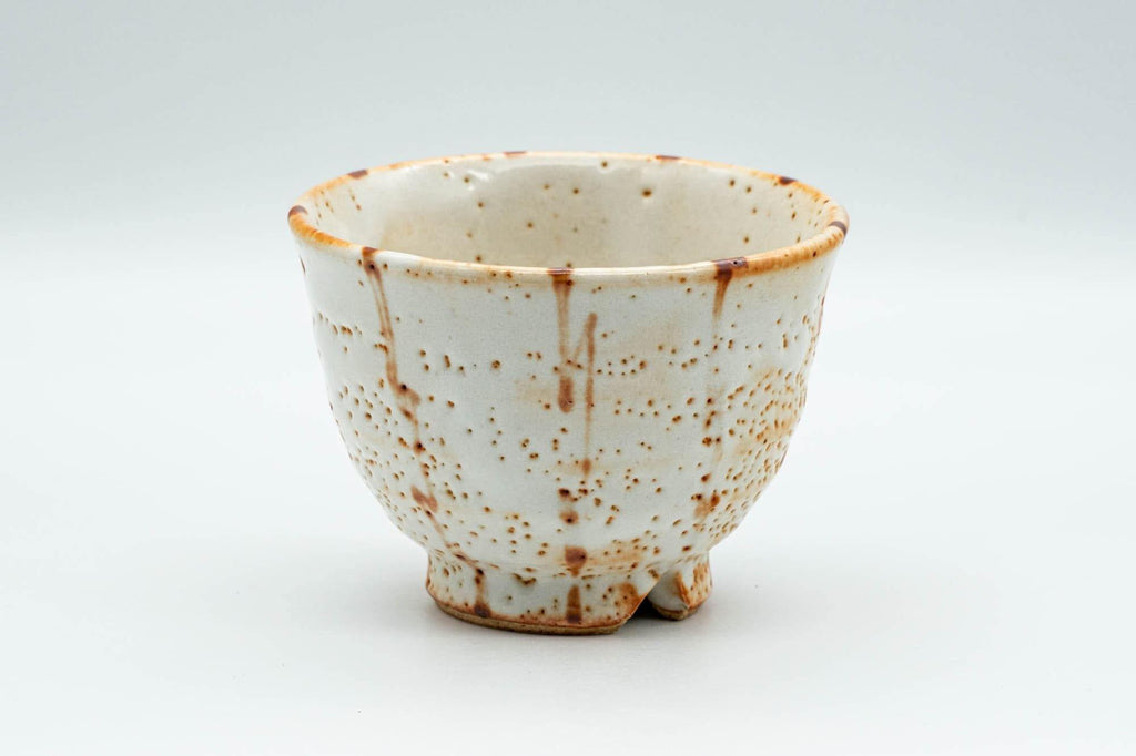 Japanese Teacup - Orange and White Shino Glazed Yunomi - 150ml