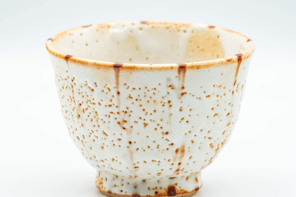 Japanese Teacup - Orange and White Shino Glazed Yunomi - 150ml