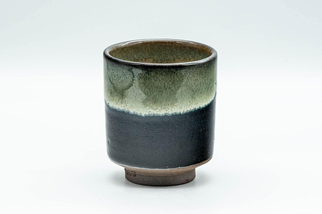 Japanese Teacup - Jet Black and Grey Hare's Fur Glazed Yunomi - 120ml