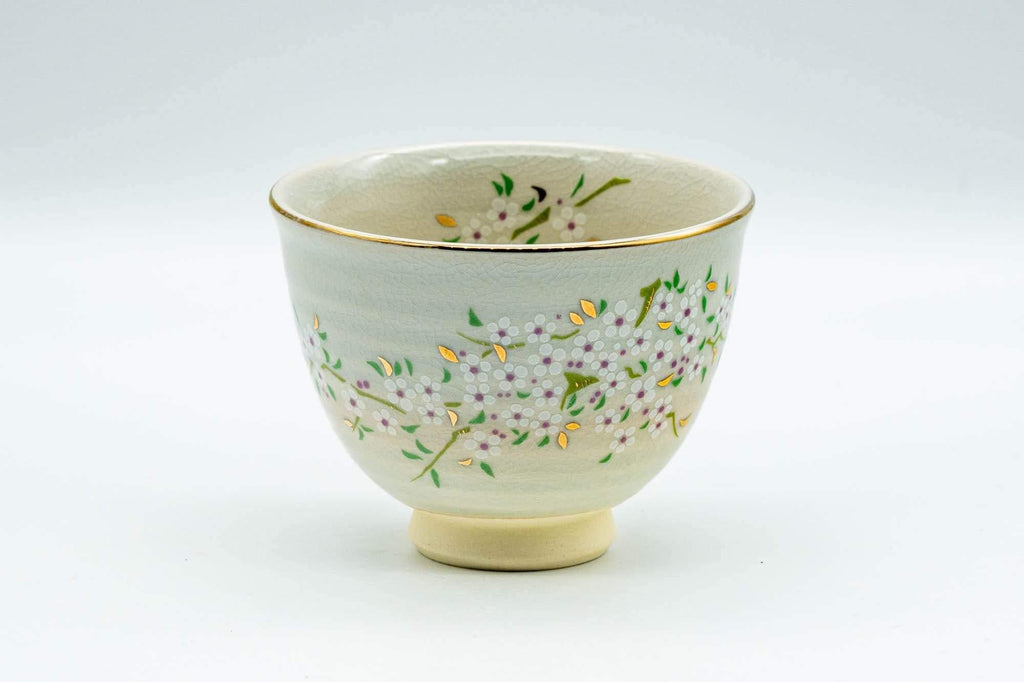 Japanese Teacup - Floral Gold Kyo-yaki Yunomi - 110ml