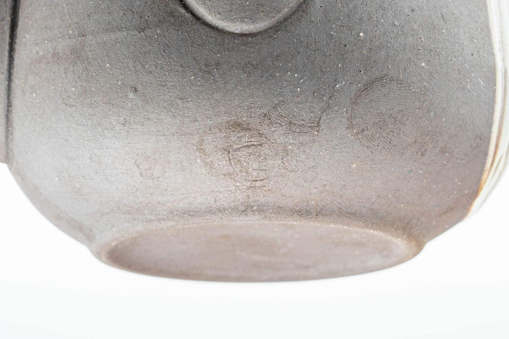 Japanese Kyusu - Beige Hakeme Black Stoneware Maru-gata Teapot - 275ml