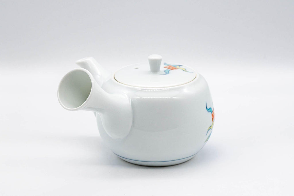 Japanese Kyusu - White Floral Arita-yaki Debeso Teapot - 200ml
