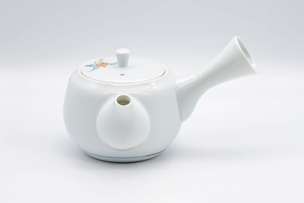 Japanese Kyusu - White Floral Arita-yaki Debeso Teapot - 200ml