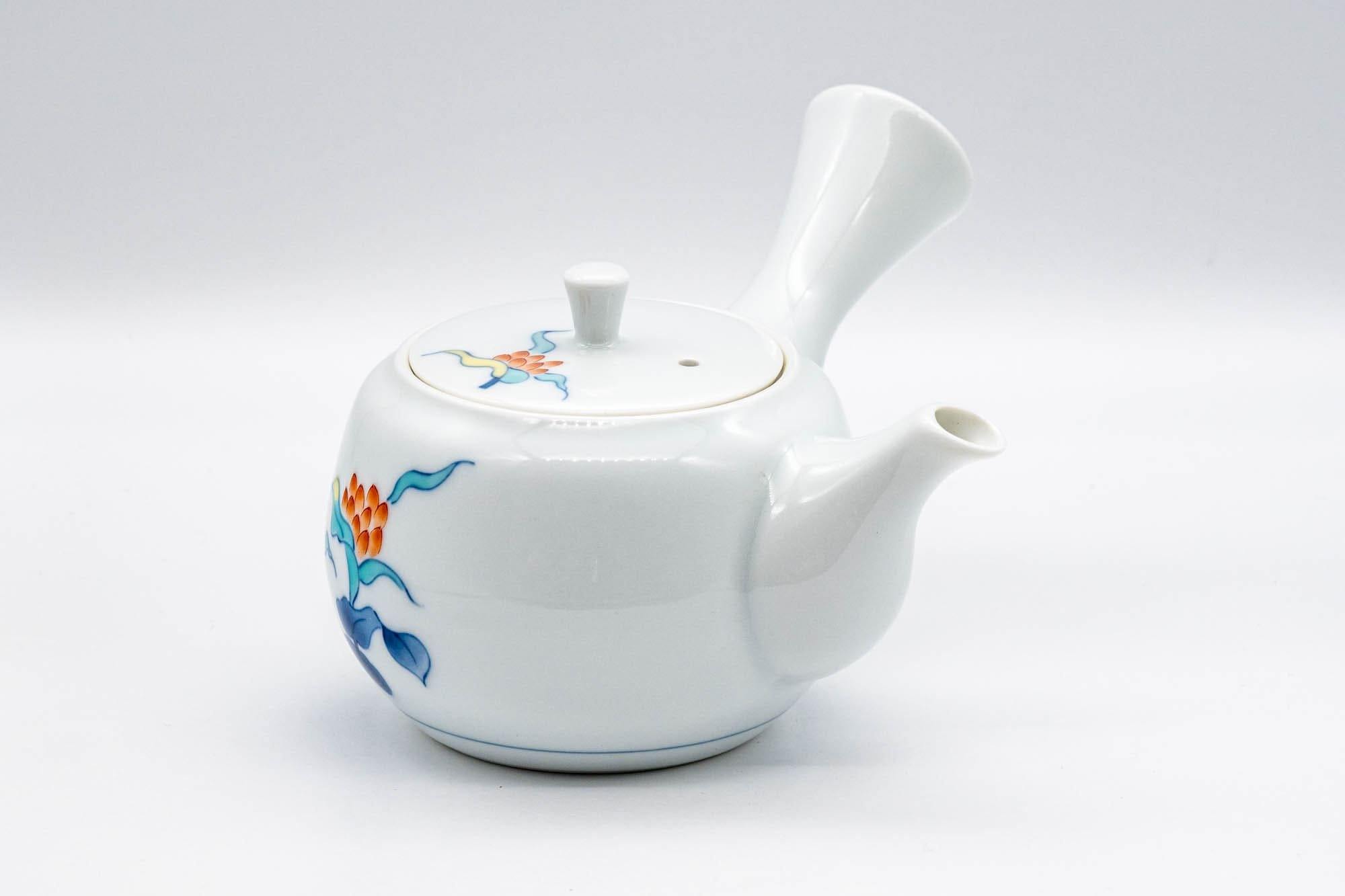 Japanese Kyusu - White Floral Arita-yaki Debeso Teapot - 200ml