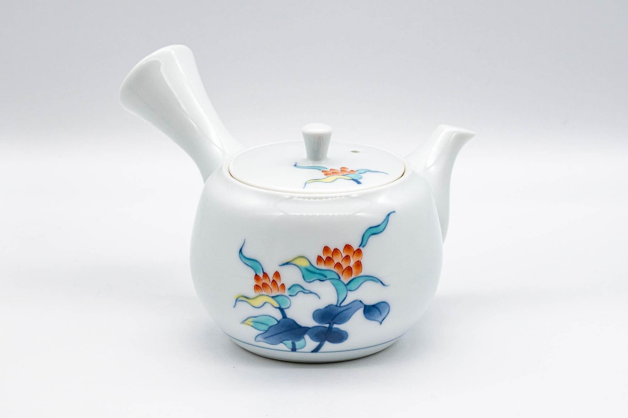 Japanese Kyusu - White Floral Arita-yaki Debeso Teapot - 200ml