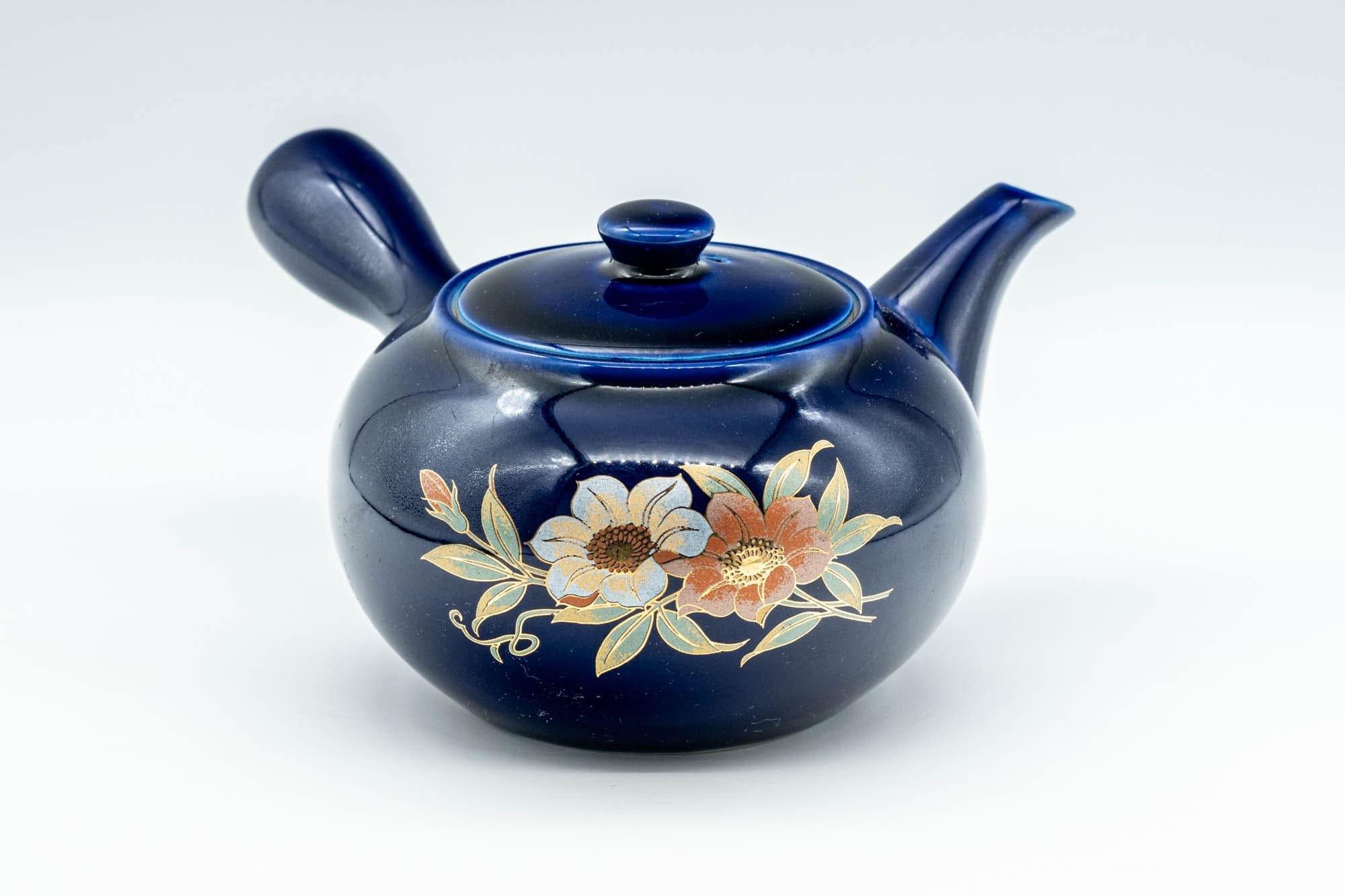 Japanese Kyusu - Blue Floral Arita-yaki Debeso Teapot - 220ml