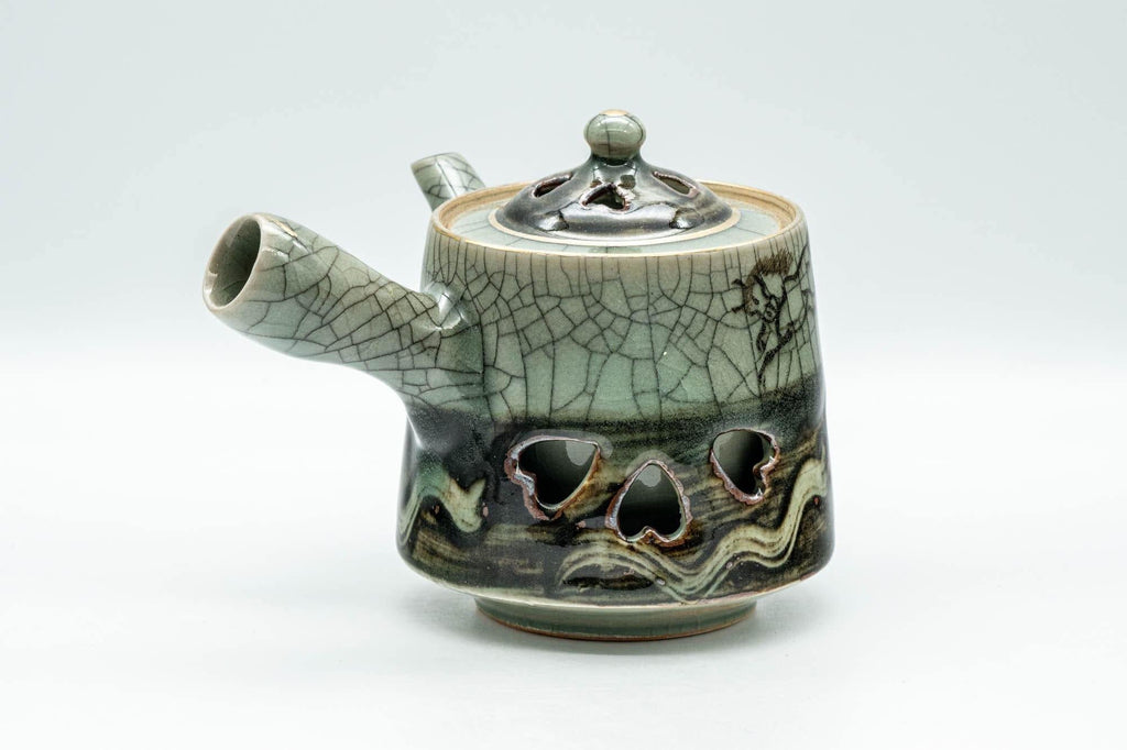 Japanese Tea Set - Double-walled Obori Soma-yaki Kyusu Teapot and 2 Yunomi Teacups