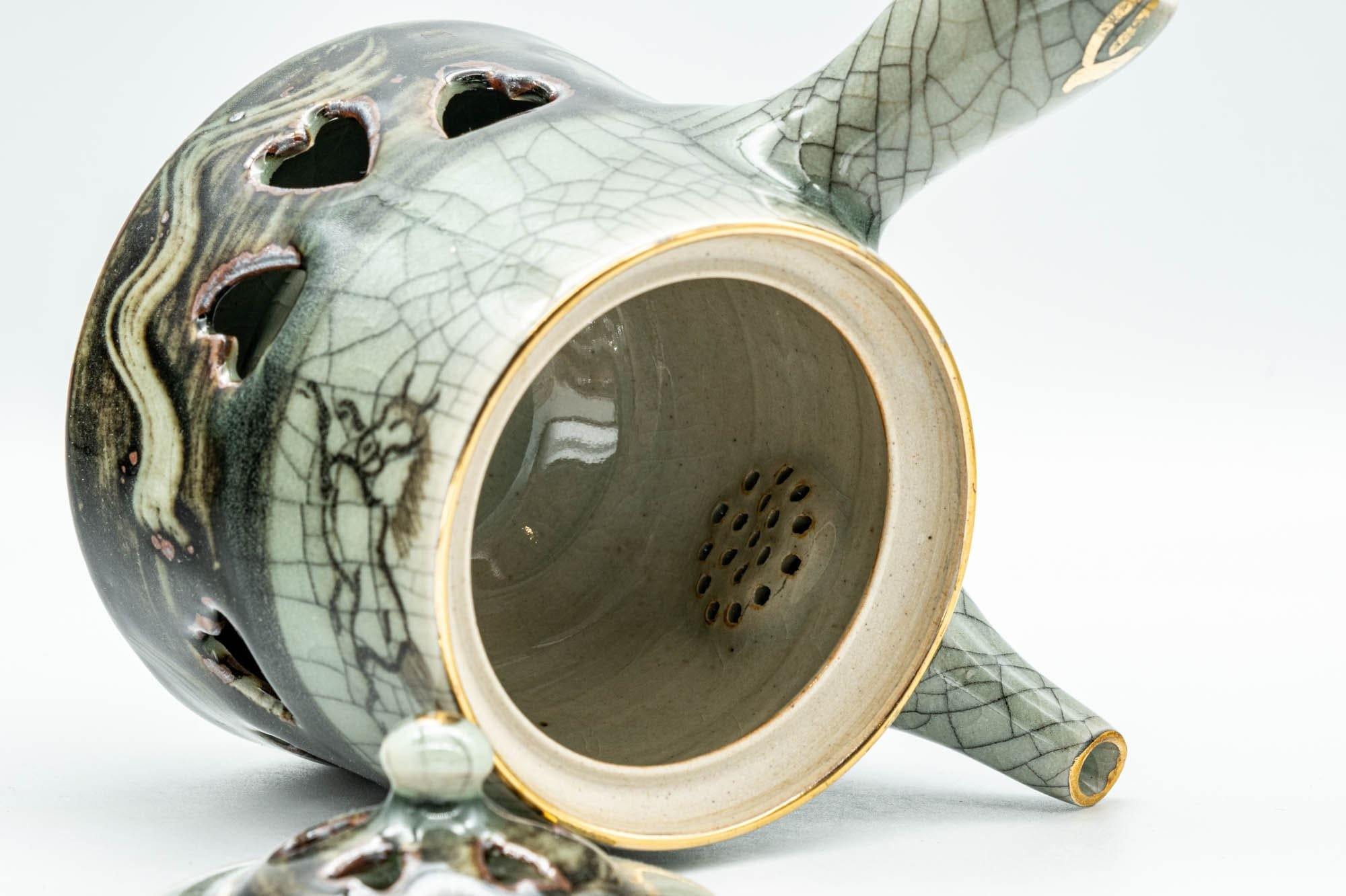 Japanese Tea Set - Double-walled Obori Soma-yaki Kyusu Teapot and 2 Yunomi Teacups