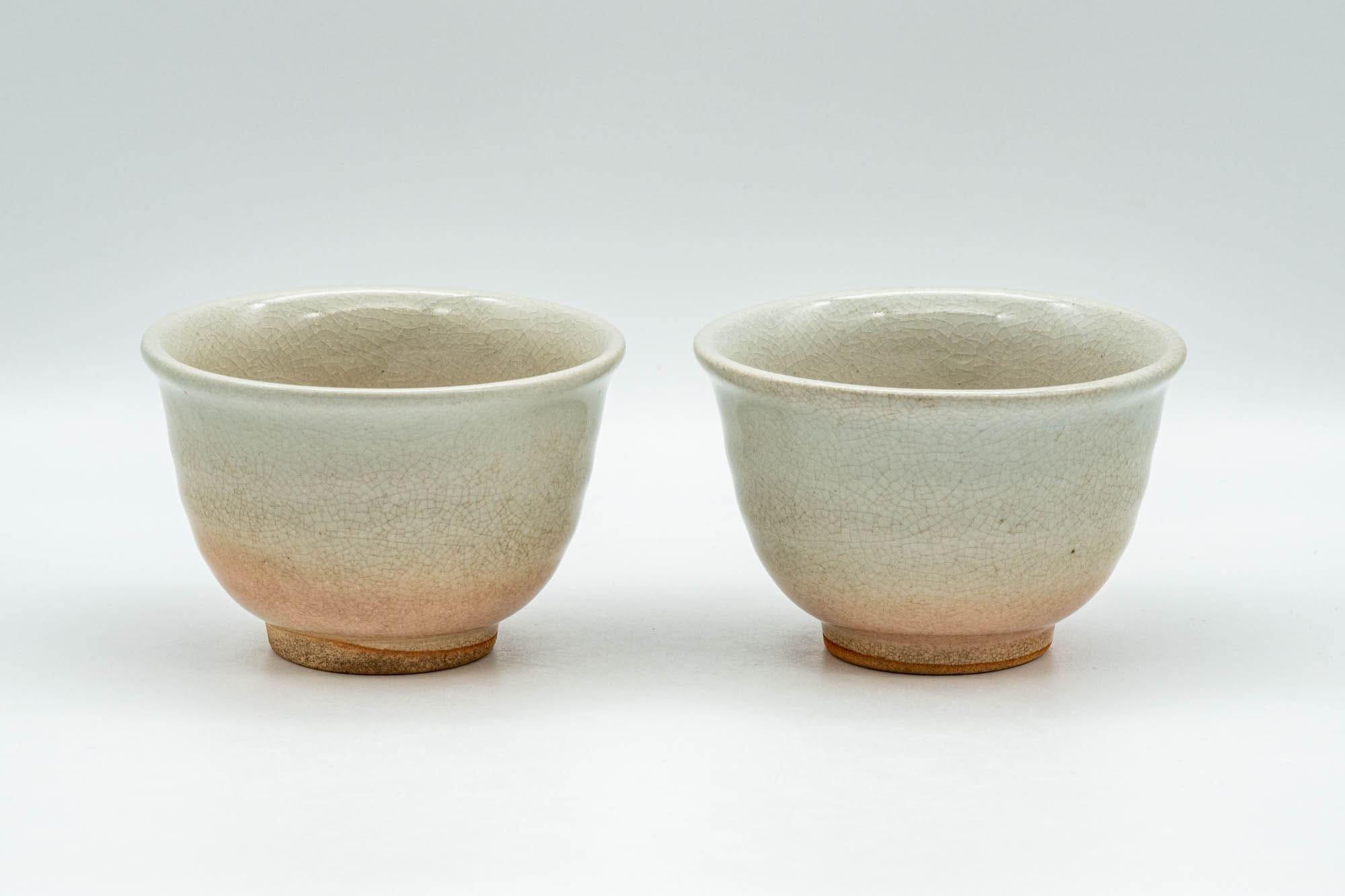 Japanese Teacups - Pair of Beige Peach Classic Hagi-yaki Yunomi - 100ml