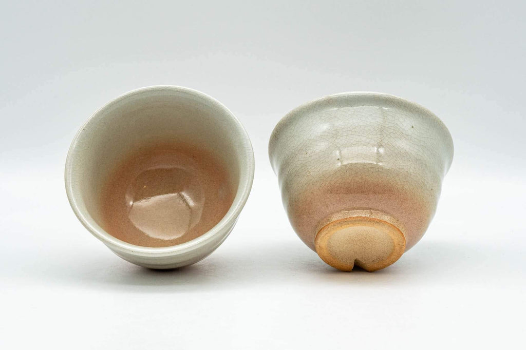 Japanese Teacups - Pair of Beige Peach Classic Hagi-yaki Yunomi - 100ml