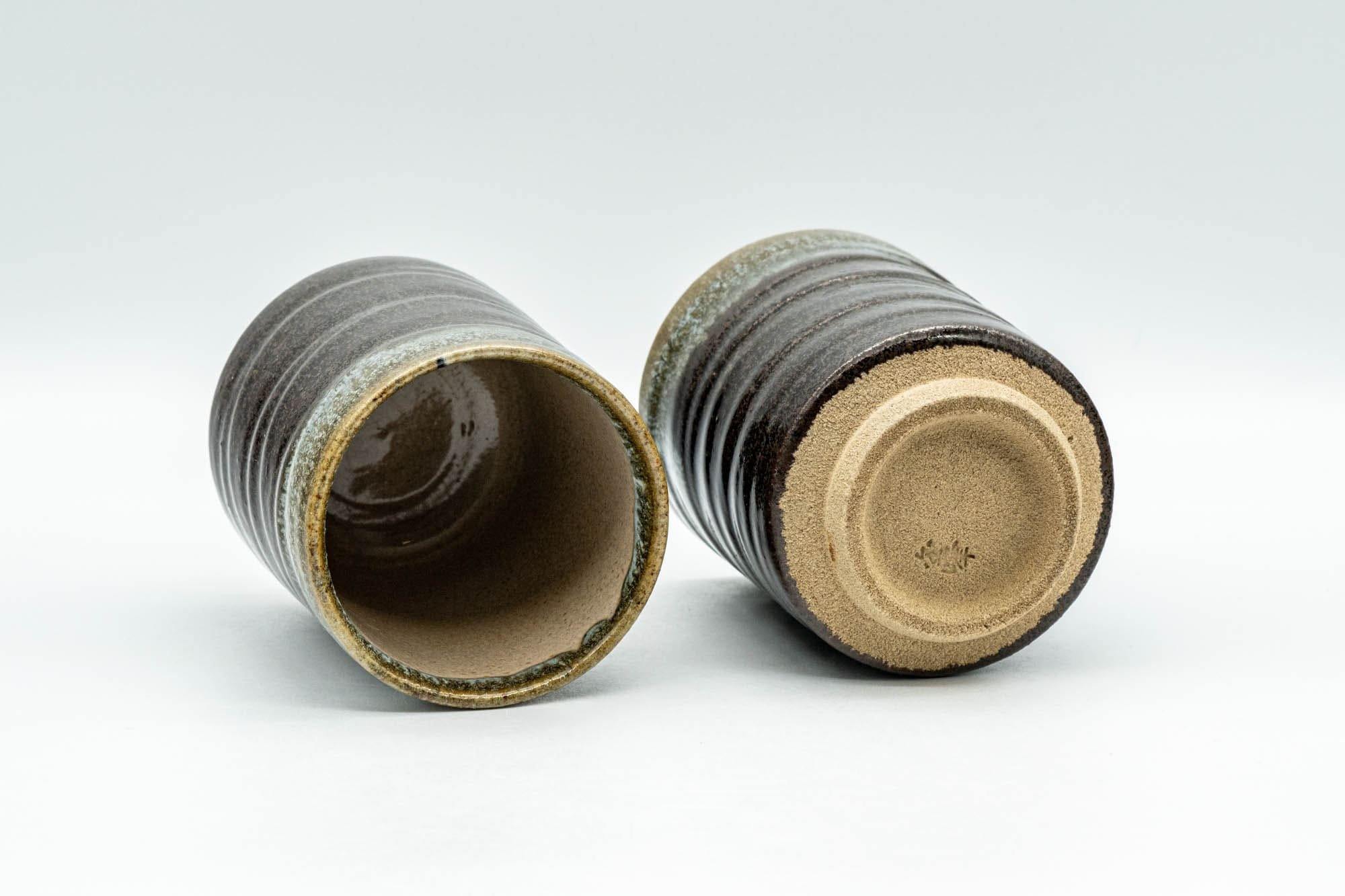 Japanese Teacups - Pair of Brown Drip-Glazed Yunomi - 140ml