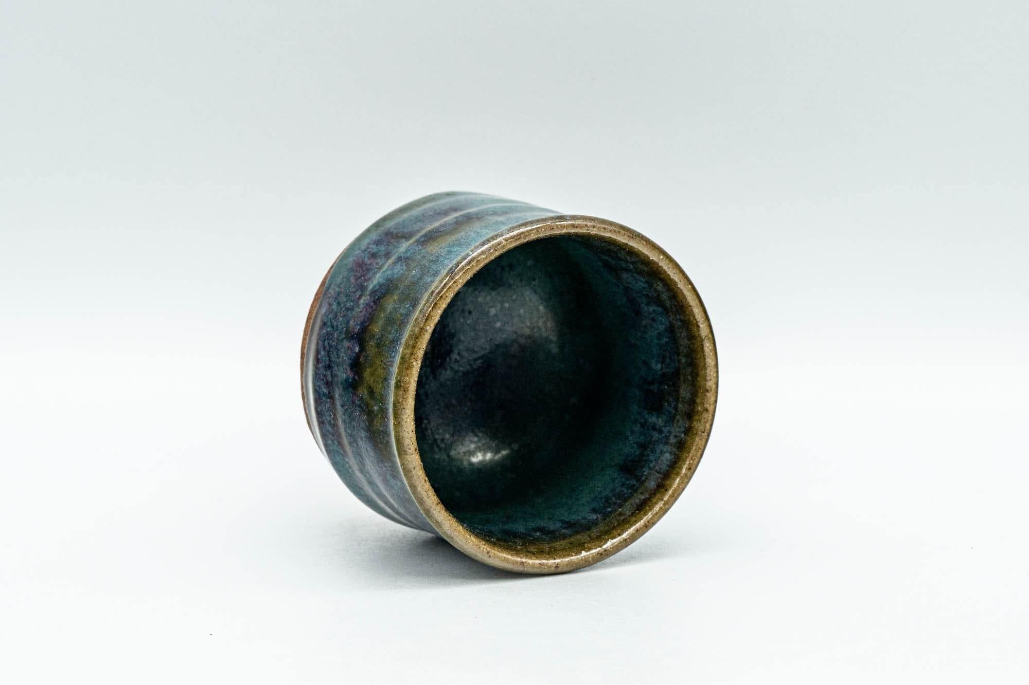 Japanese Teacup - Blue Green Hare's Fur Glazed Guinomi - 50ml