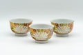 Japanese Teacups - Set of 3 Gold Kutani-yaki Porcelain Guinomi - 30ml