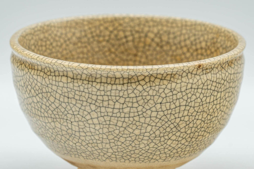 Japanese Teacup - Beige Kyo-yaki Vintage Yunomi - 120ml