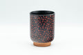Japanese Teacup - Black Red Floral Tsutsu-gata Yunomi  - 180ml