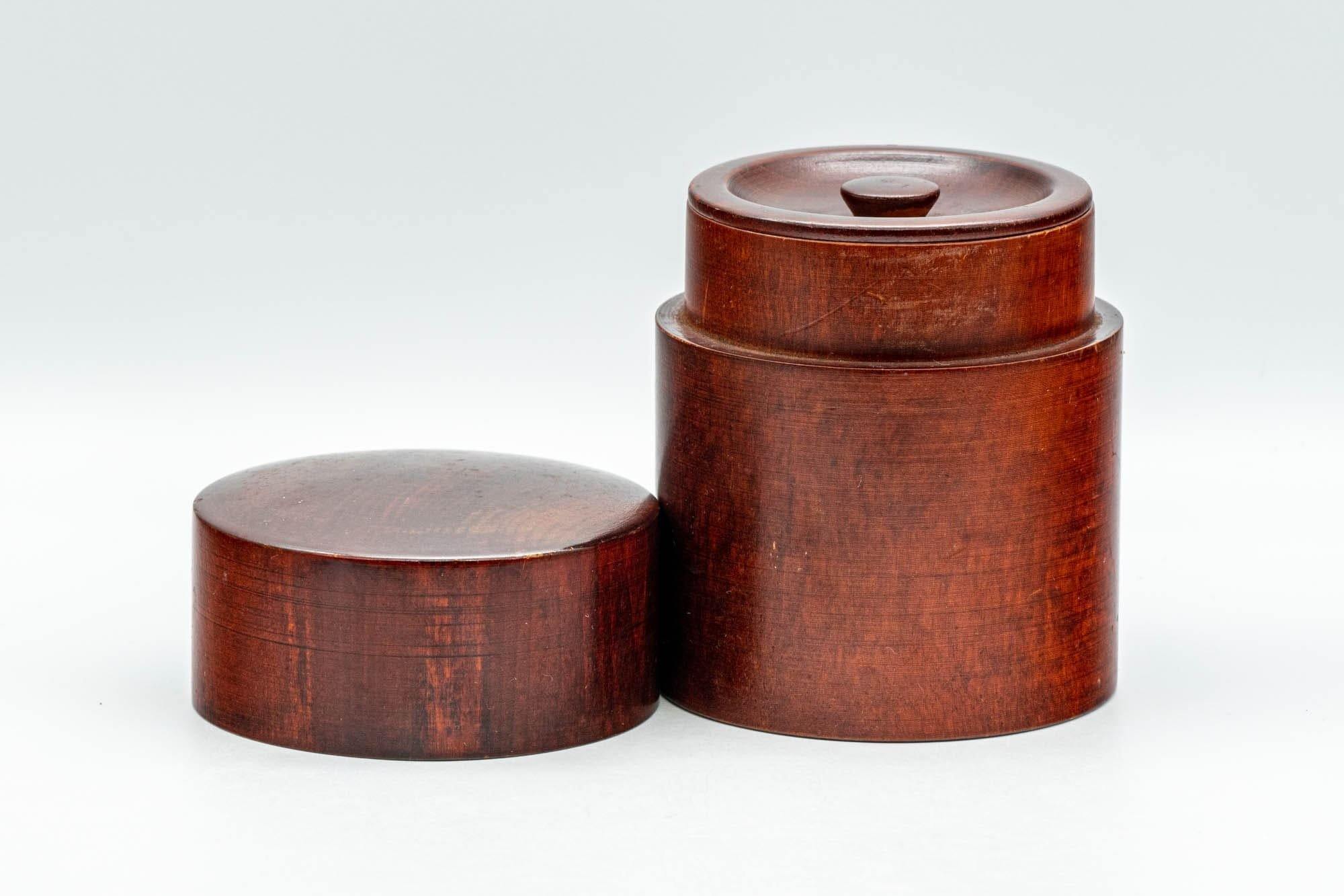 Japanese Chazutsu - Dark Red Wooden Tea Canister - 160ml