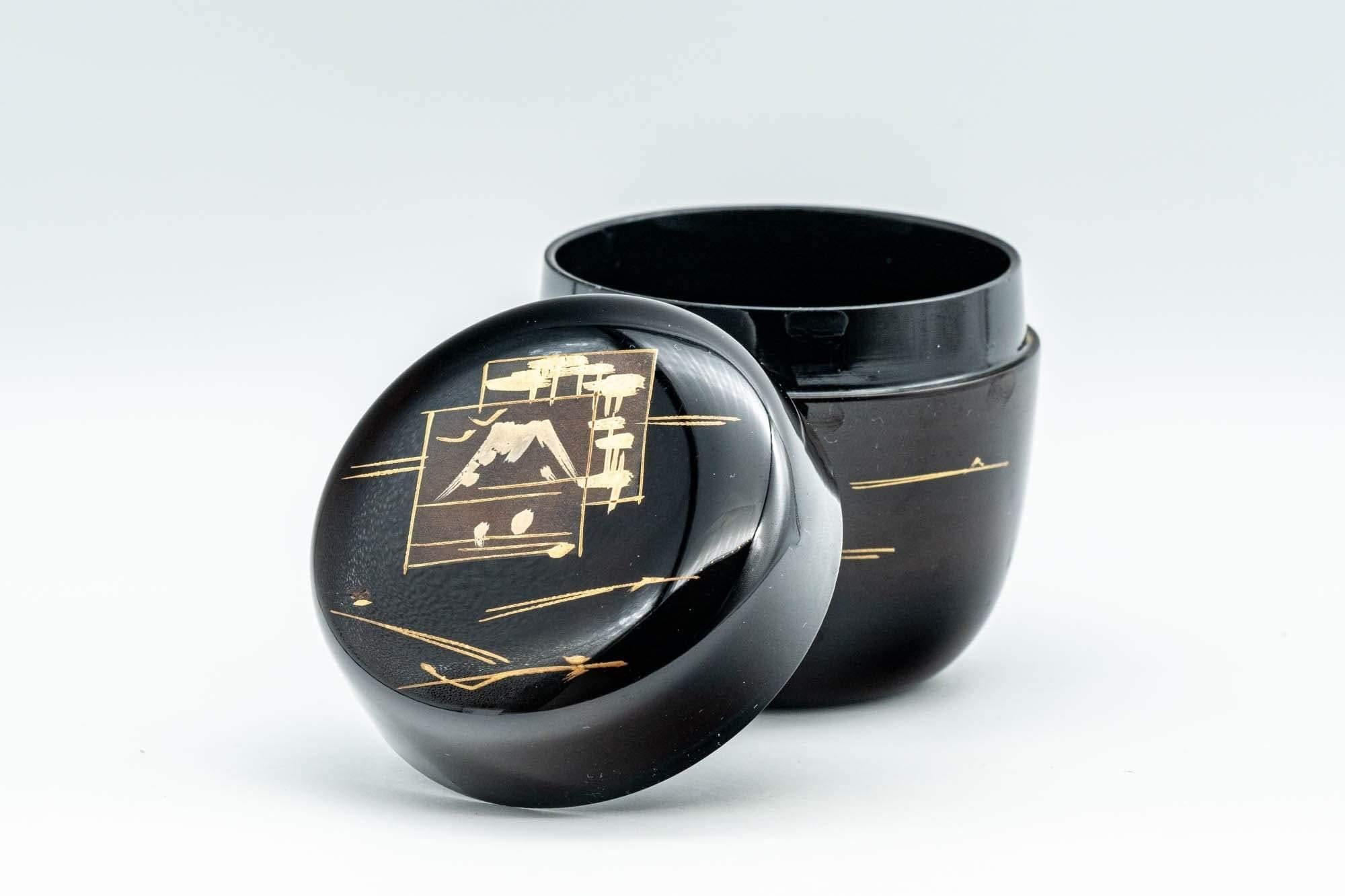 Japanese Natsume - Mt. Fuji Black Lacquer Matcha Tea Caddy - 100ml