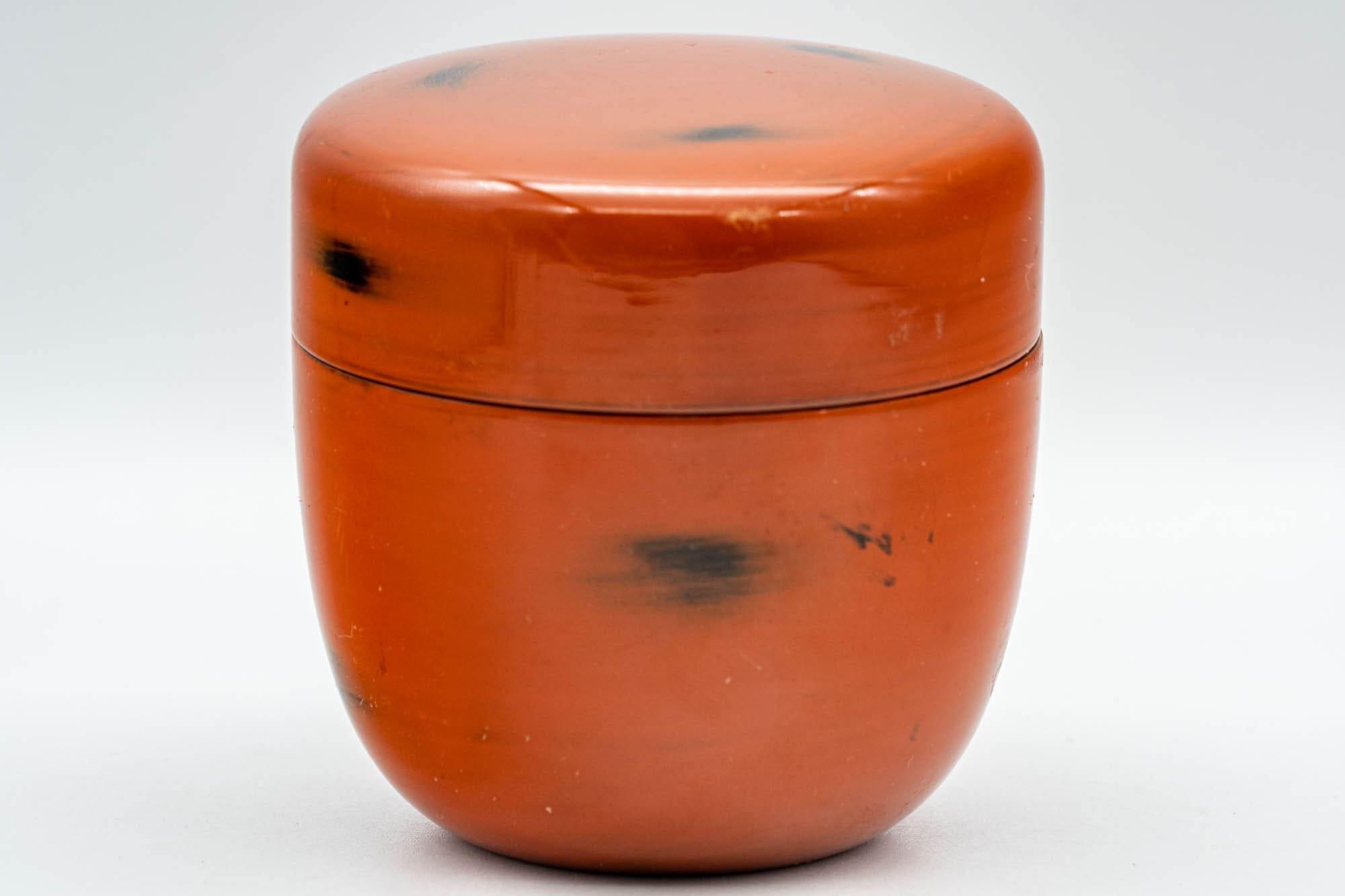 Japanese Natsume - Orange Black Negoro Matcha Tea Caddy - 100ml