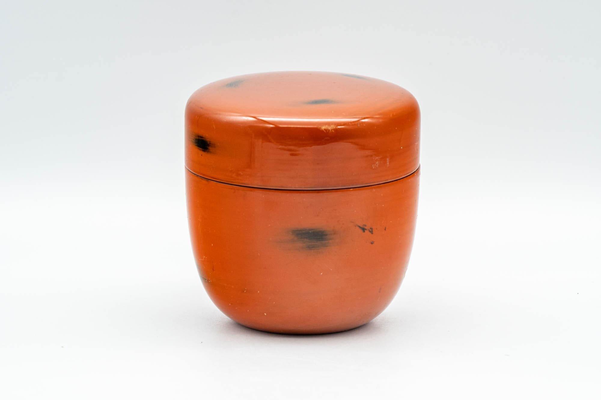 Japanese Natsume - Orange Black Negoro Matcha Tea Caddy - 100ml