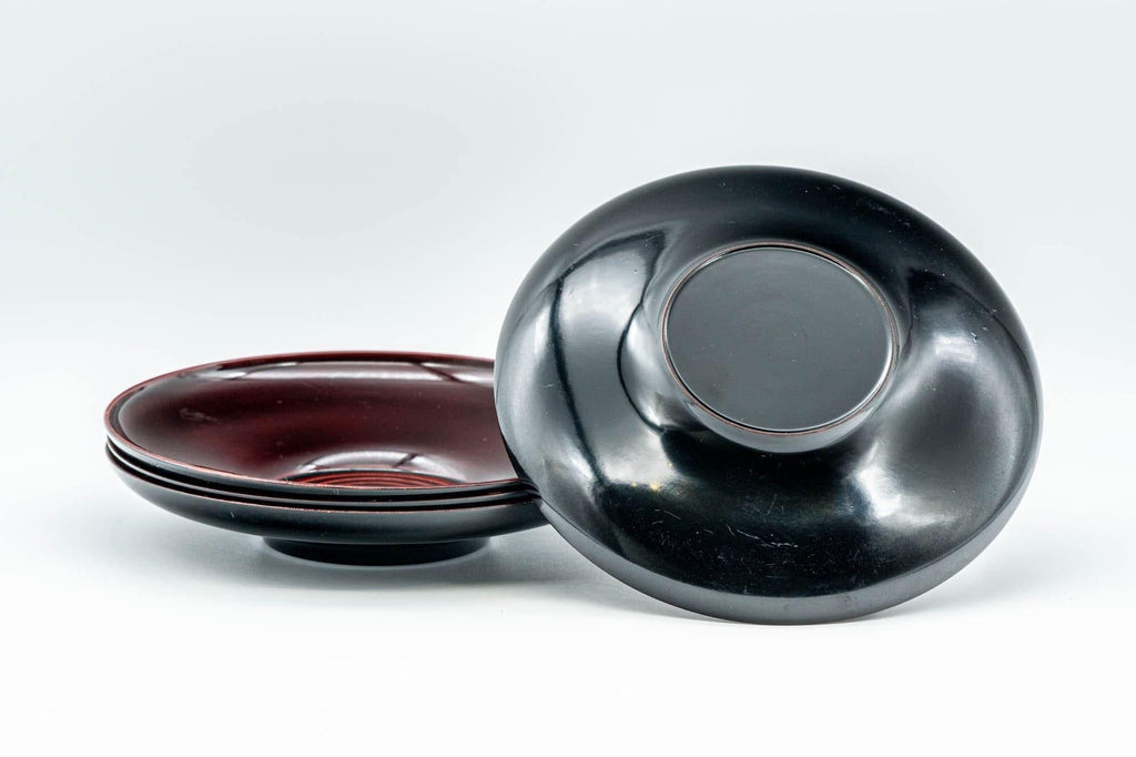 Japanese Chataku - Set of 4 Burgundy Red Plastic Tea Saucers