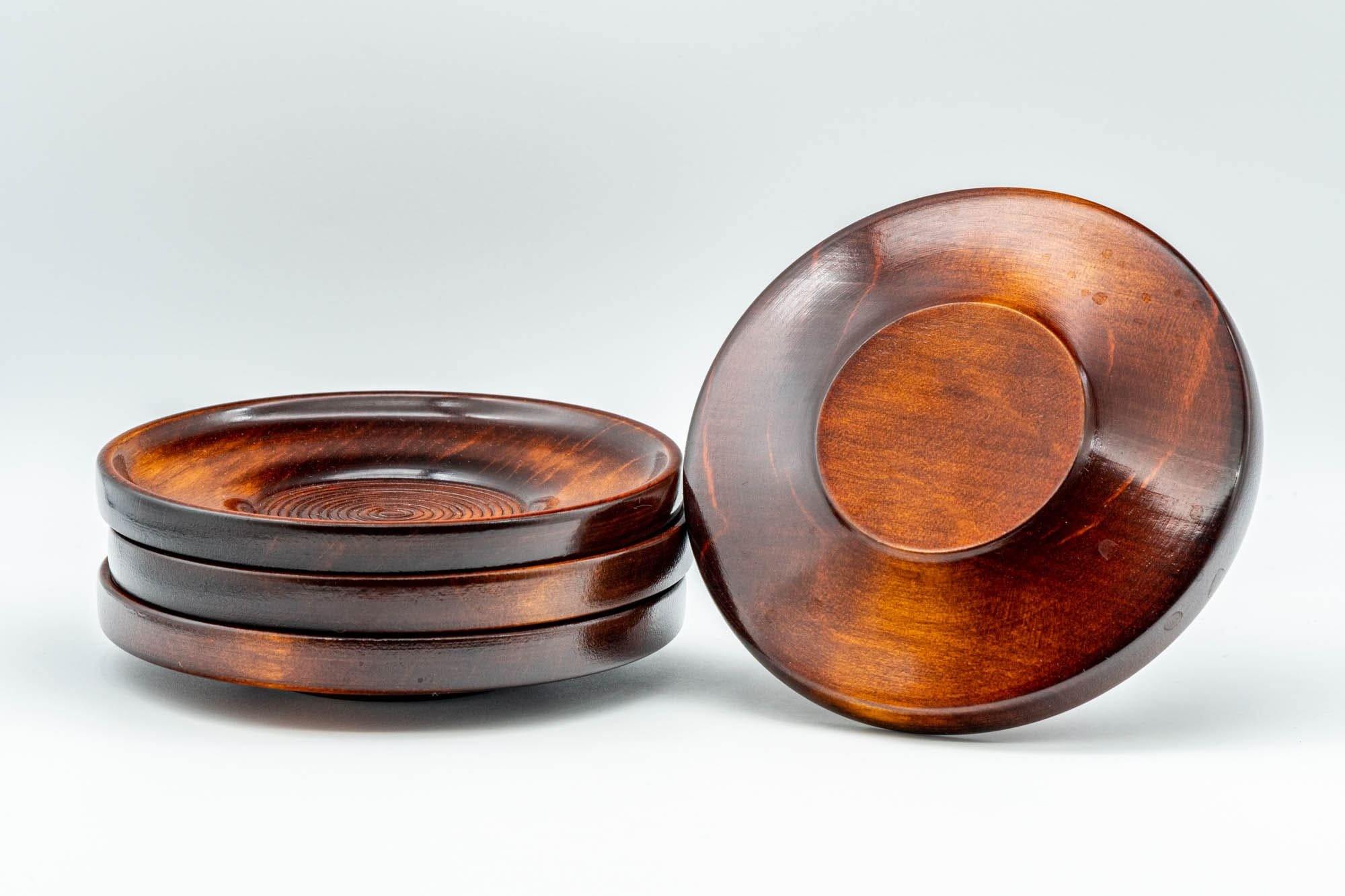 Japanese Chataku - Set of 4 Spiral Wooden Tea Saucers