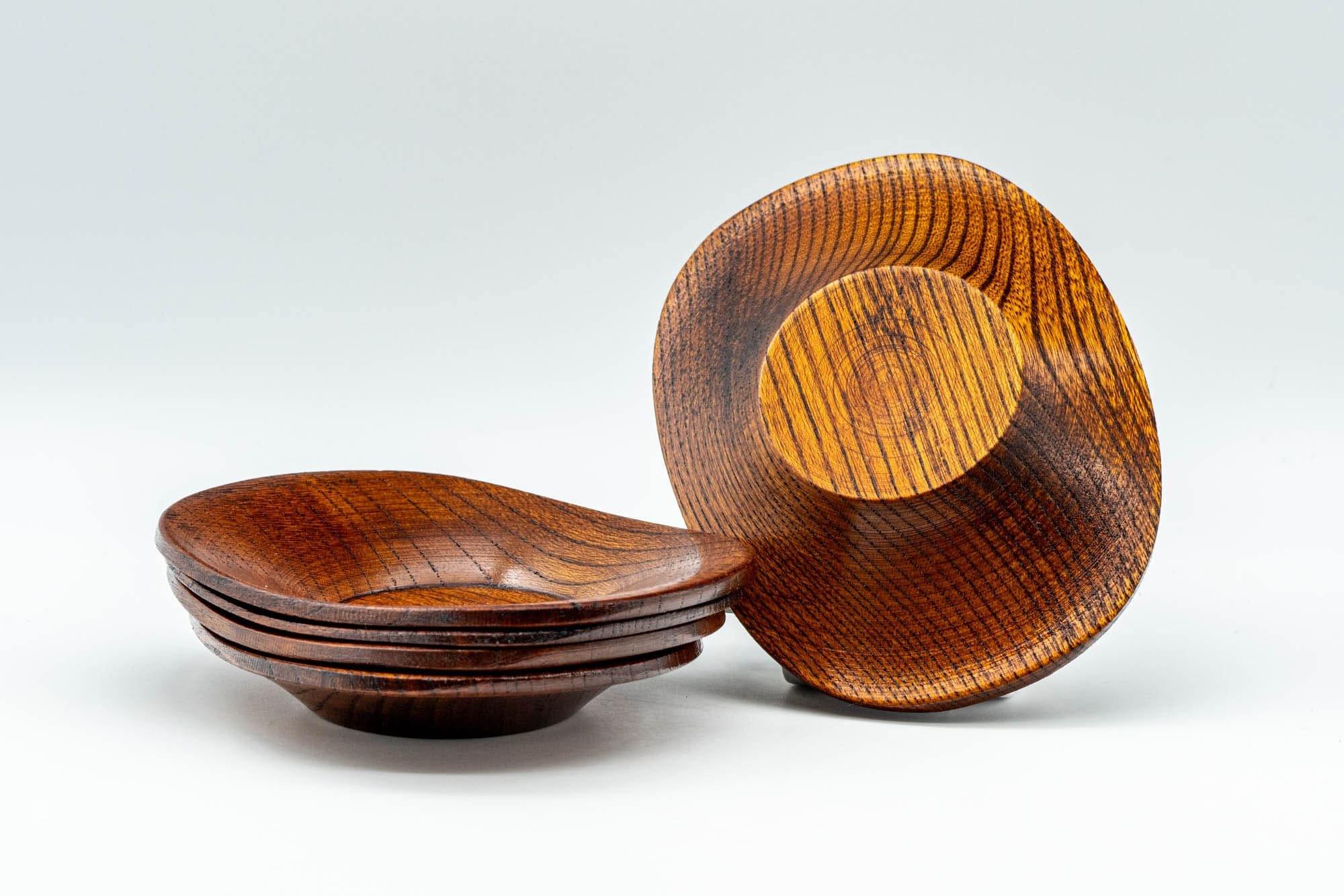 Japanese Chataku - Set of 5 Oval Wooden Tea Saucers