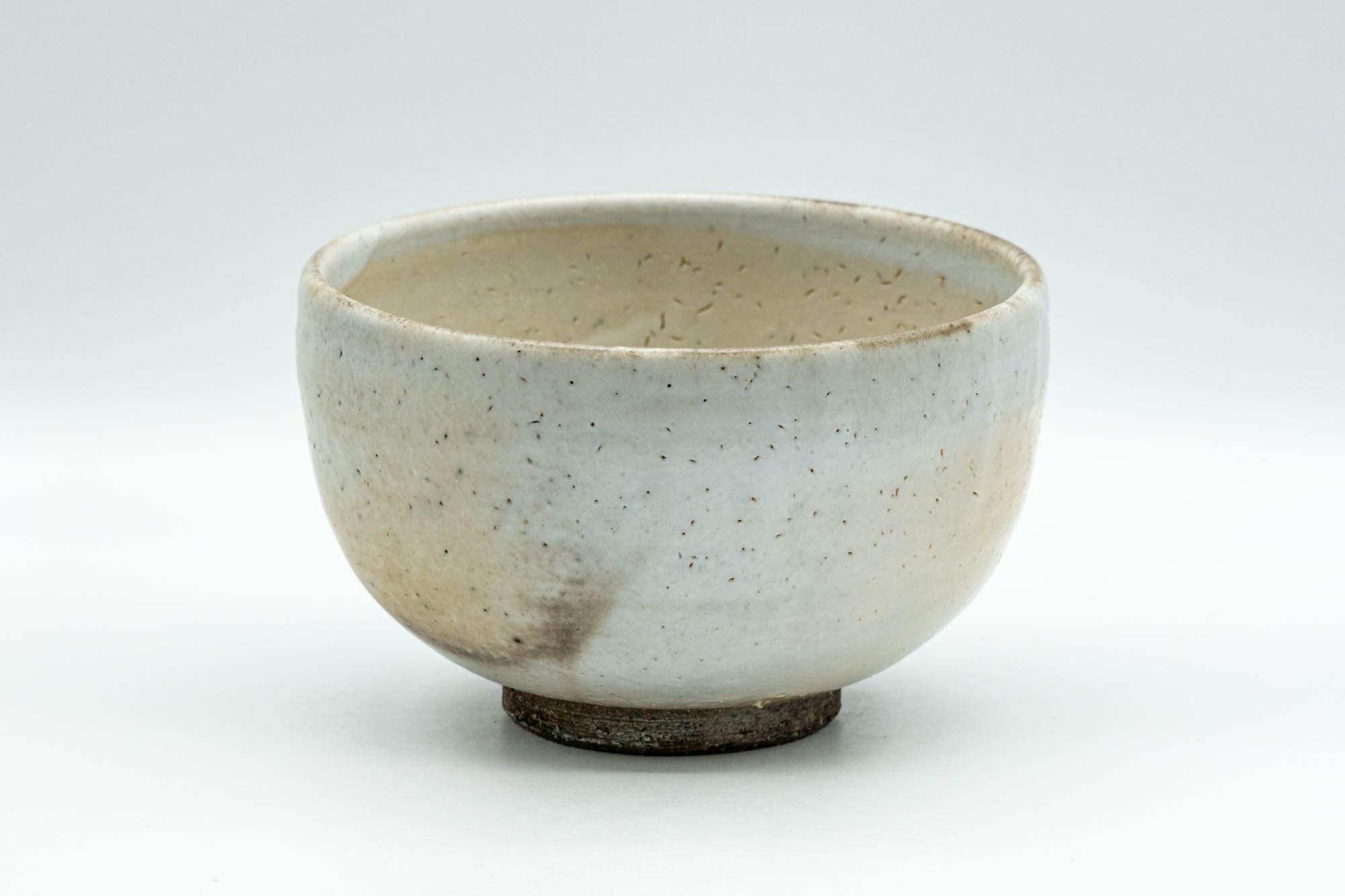 Japanese Matcha Bowl - White Textured Shino Drip-Glazed Wan-nari Chawan - 400ml