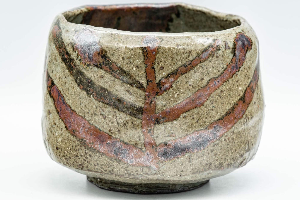 Japanese Matcha Bowl - Drip-Glazed Geometric Wabi-Sabi Chawan - 400ml