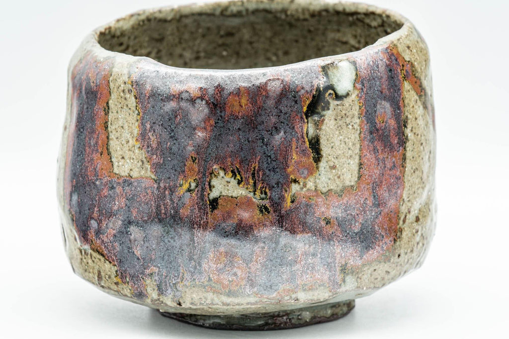 Japanese Matcha Bowl - Drip-Glazed Geometric Wabi-Sabi Chawan - 400ml
