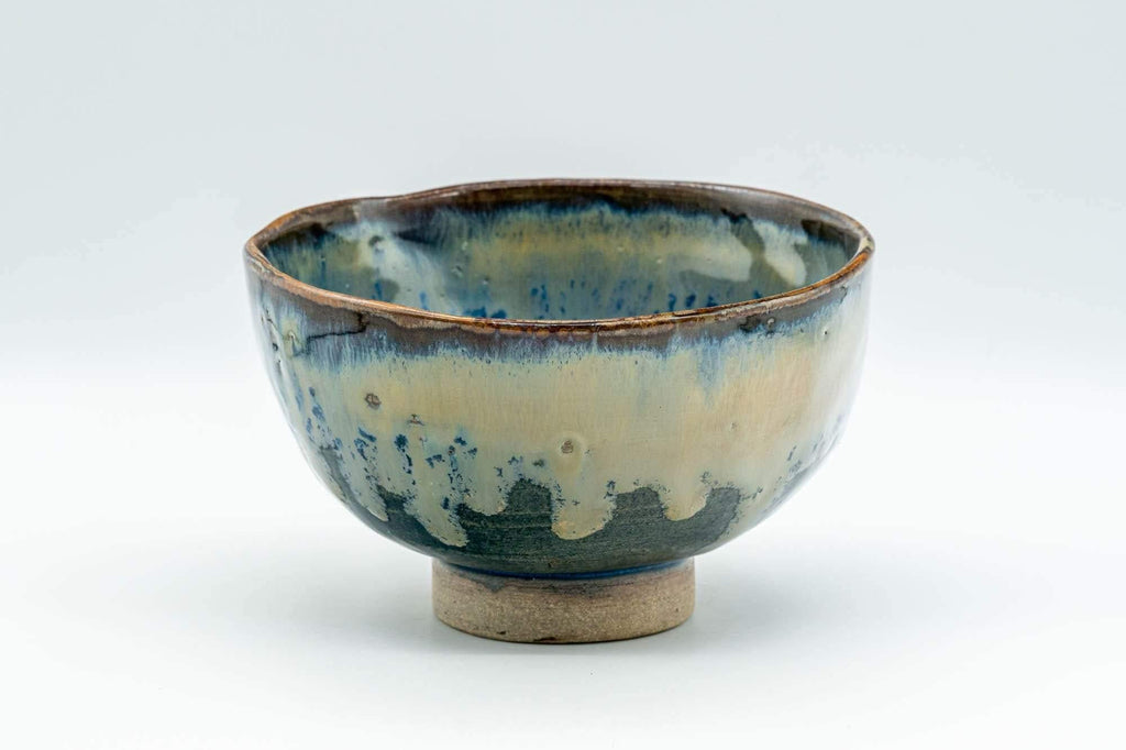 Japanese Matcha Bowl - Tenmoku Nagashi Glazed Hand-Built Chawan - 400ml
