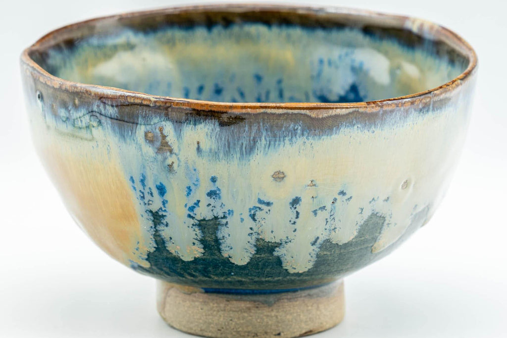 Japanese Matcha Bowl - Tenmoku Nagashi Glazed Hand-Built Chawan - 400ml