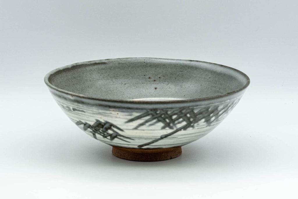 Japanese Matcha Bowl - Grey Hakeme Natsu Summer Chawan - 200ml