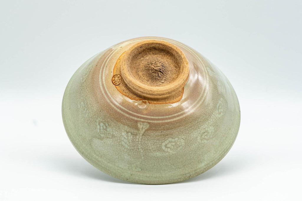 Japanese Matcha Bowl - 東峰 Crazed Celadon Glazed Hira-gata Mishima Chawan  - 200ml