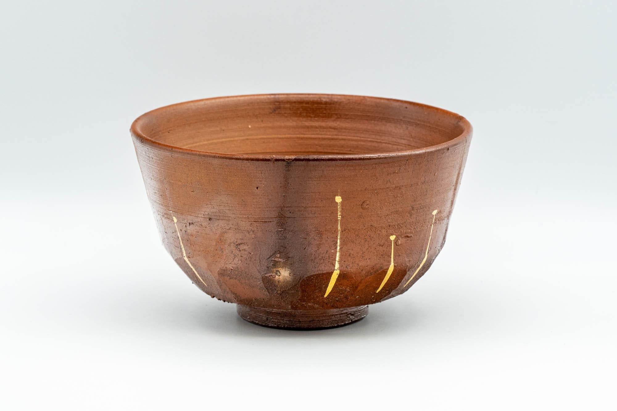 Japanese Matcha Bowl - 腰 Gold Striped Umber Koshi Chawan - 400ml