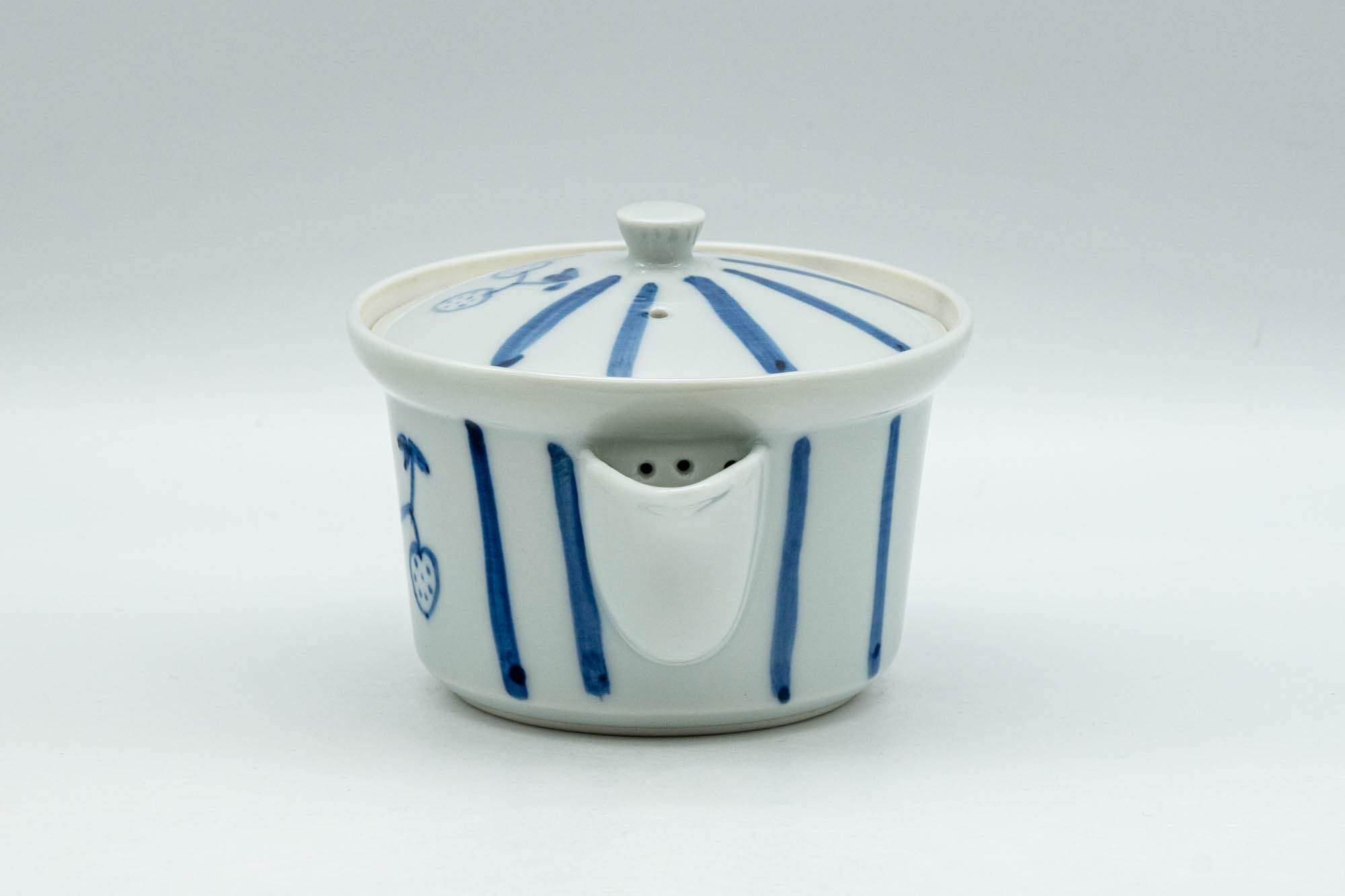 Japanese Houhin - Striped Blue White Porcelain Arita-yaki Teapot - 125ml