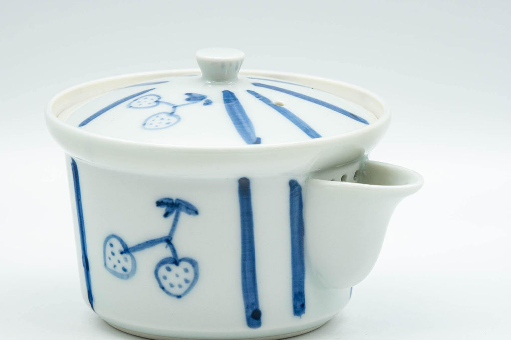 Japanese Houhin - Striped Blue White Porcelain Arita-yaki Teapot - 125ml